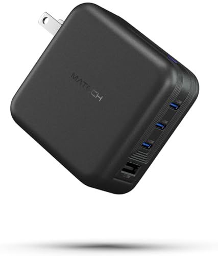 R◆MATECH 充電器 140W Type-C 急速 USB PD【GaN III採用/タイプC+A/折りたたみ式プラグ/Macbook・ノートパソコン・iPhoneシリーズ対応】(Sonicharge 140W Pro X, ブラック)