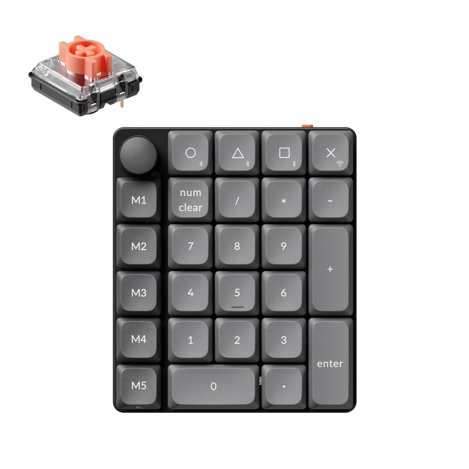 【国内正規品】Keychron K0 Max QMK対応 ワイヤレスカスタム数字キーパッド ロープロファイルRGBバックライト/ホットスワップ対応/2.4GHz & Bluetooth 5.3接続/1000Hzポーリングレート/ノブ付き サイレント赤軸 ブラッ