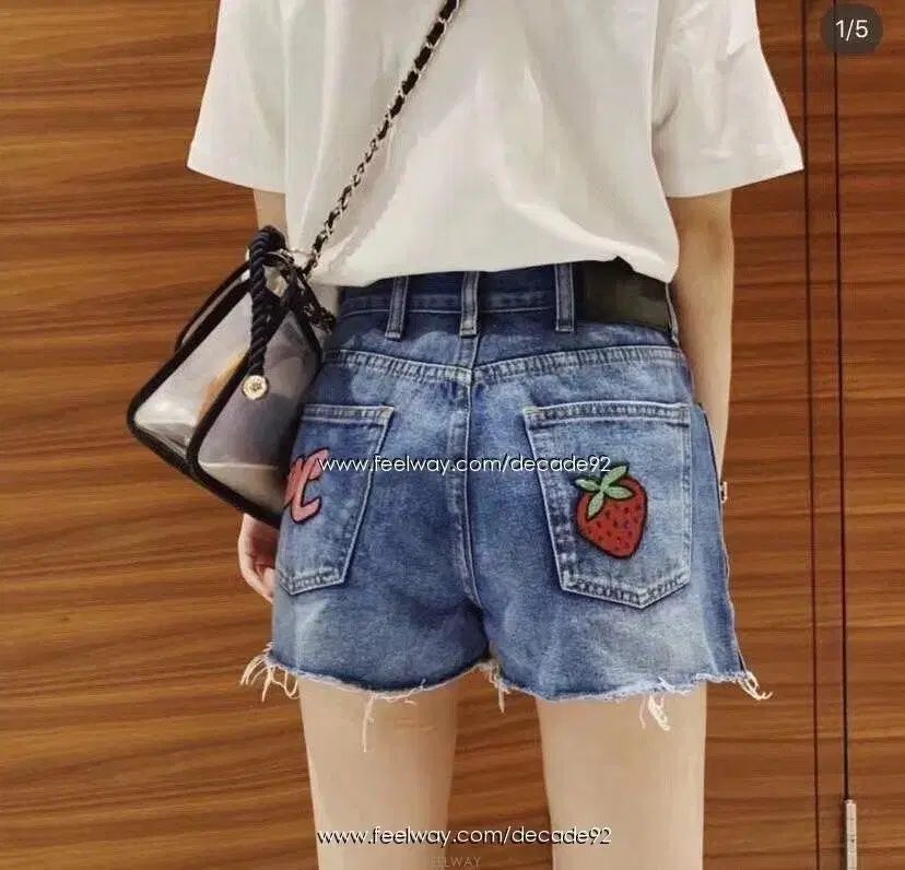 グッチ ストロベリーパッチ デニムハーフパンツ