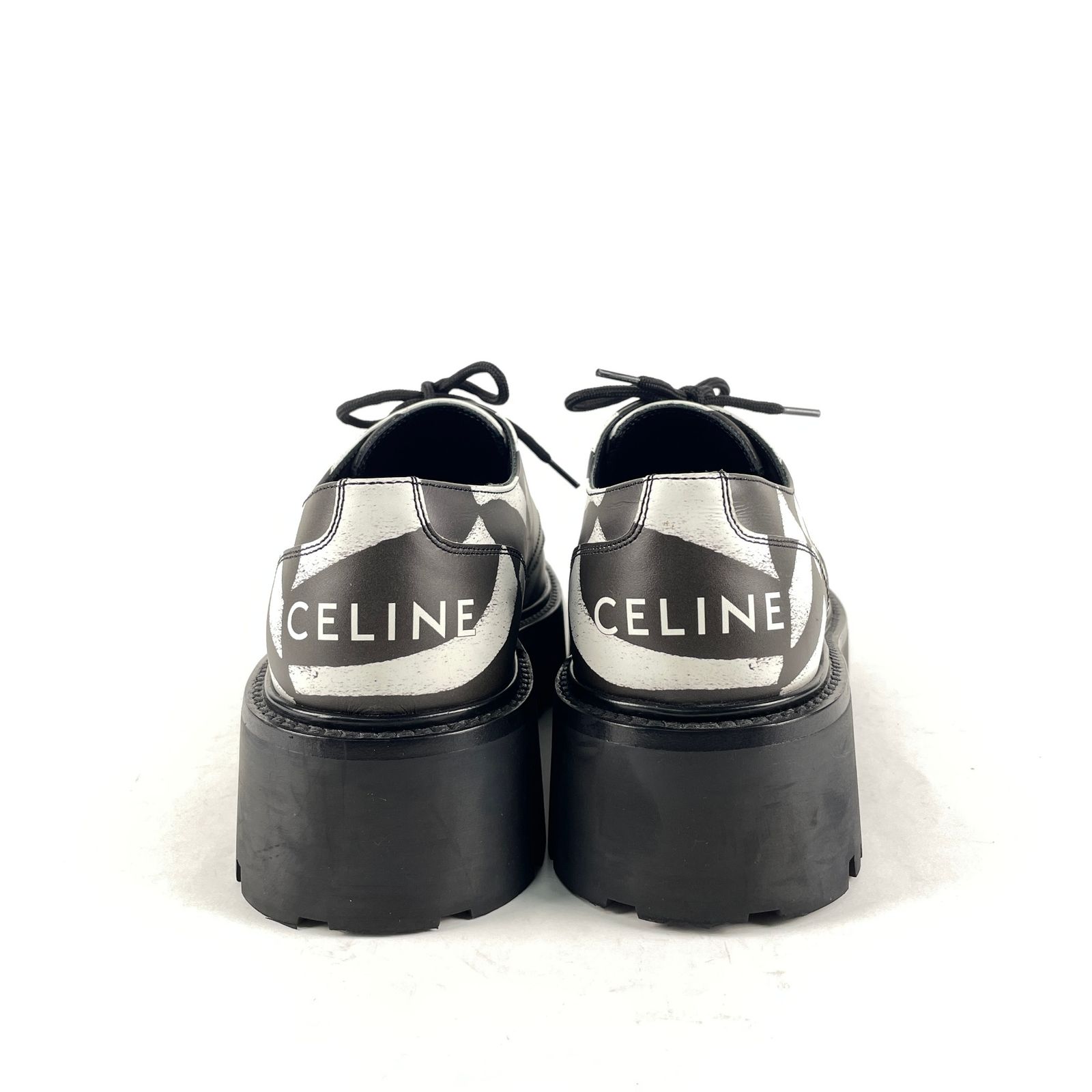 CELINE バルキー レザー レースアップ レンジャーダービー 41 CELINE セリーヌ BULKY DERBY バルキー ダービー ロゴプリント レース