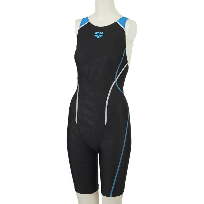 【新品】 arena(アリーナ) 競泳水着 レース用ガールズ ジュニア AQUA RACING ジュニアハーフスパッツ(着やストラップ) ブラック×ブラック×Lブルー(BKBW) R130 ARN-2050WJ 0