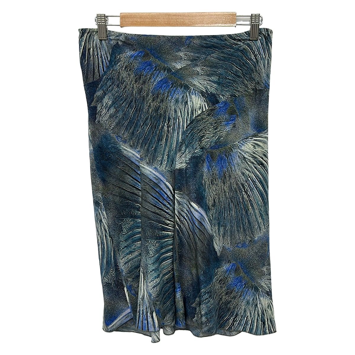 FENDI(フェンディ) スカート サイズ42 M レディース美品 ブルー×ネイビー×アイボリー ひざ丈/シルク