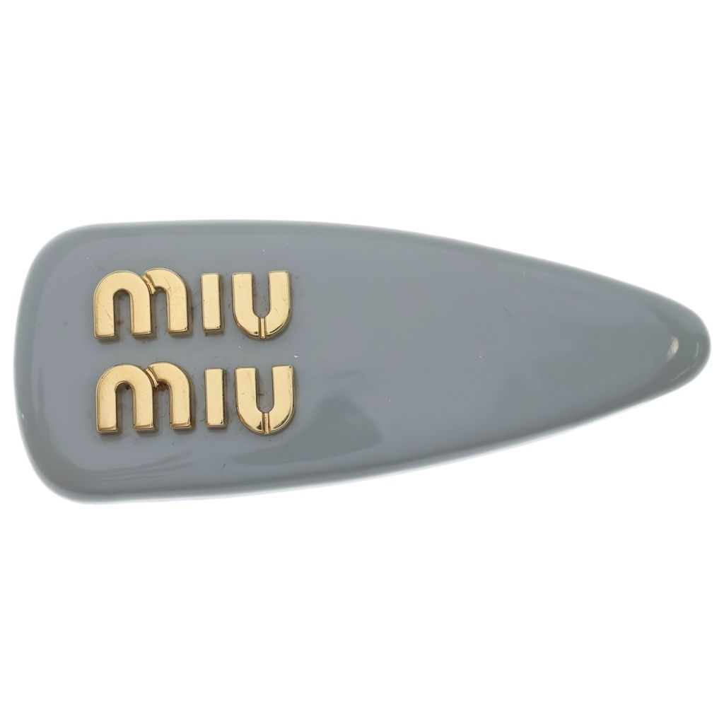 miumiu (ミュウミュウ) ロゴプレート バレッタ ヘアクリップ アクセサリー グレー レディース