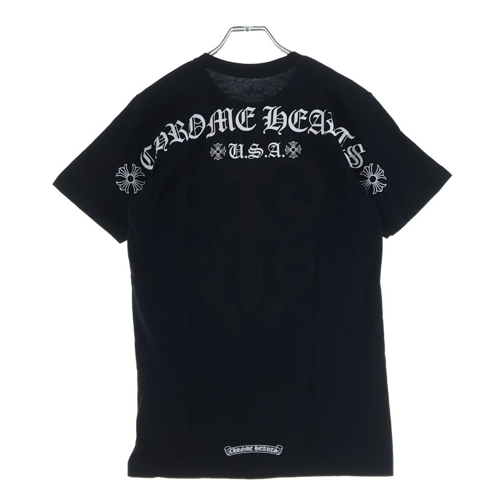 CHROME HEARTS (クロムハーツ) OLD CHプラス ヴァインダガープリント 半袖Tシャツ カットソー ブラック