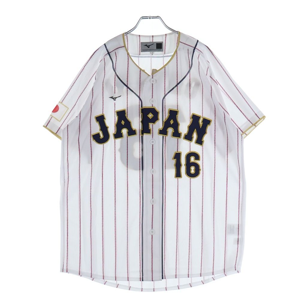 MIZUNO (ミズノ) 2023年 WBC 日本代表 大谷翔平 ロゴエンブロイダリー レプリカユニフォーム ホーム ベースボールシャツ ホワイト 12JCAU9028