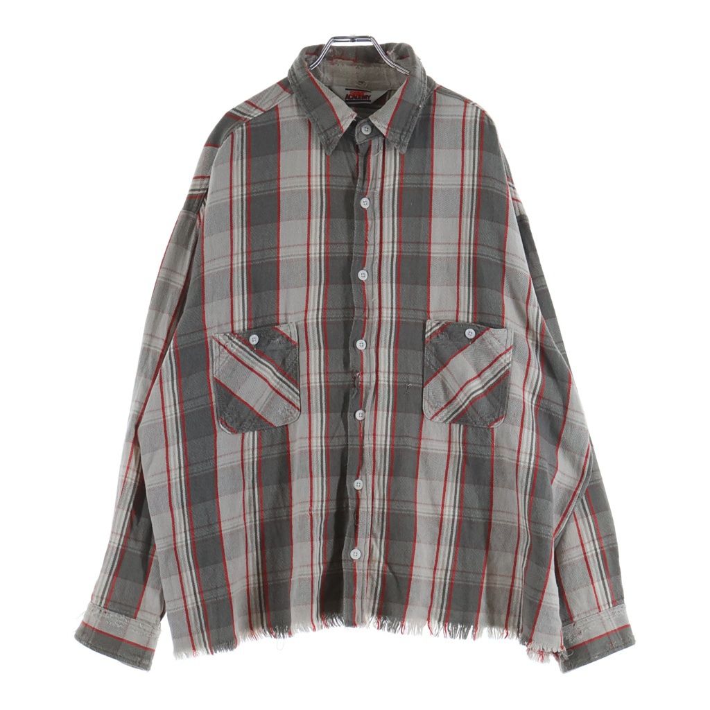 SAINT MICHAEL (セントマイケル) 22AW ×SHERMER ACADEMY FRANNEL SHIRT RED シャーマーアカデミー フランネル 長袖シャツ グレー/レッド SM-A22-0000-060