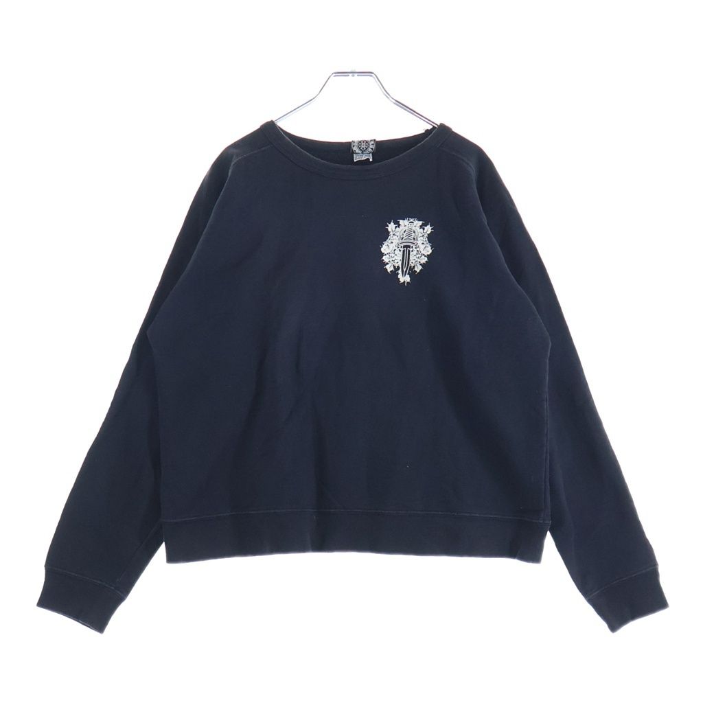 CHROME HEARTS (クロムハーツ) OLD SWTSHRT 袖フローラル クルーネックスウェット ブラック
