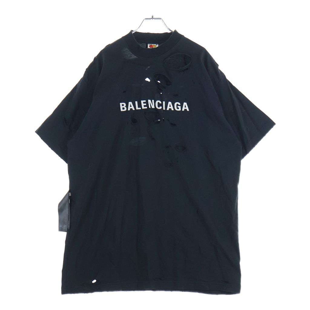 BALENCIAGA (バレンシアガ) Destroy Inside Out T-Shirt デストロイ インサイドアウト オーバーサイズ半袖Tシャツ ブラック 720198 TQVP3