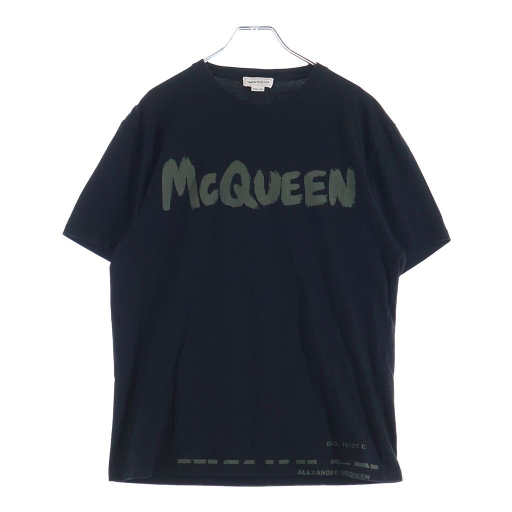 Alexander McQueen (アレキサンダーマックイーン) グラフィチィロゴプリント クルーネック 半袖Tシャツ ブラック 622104 QTAAC