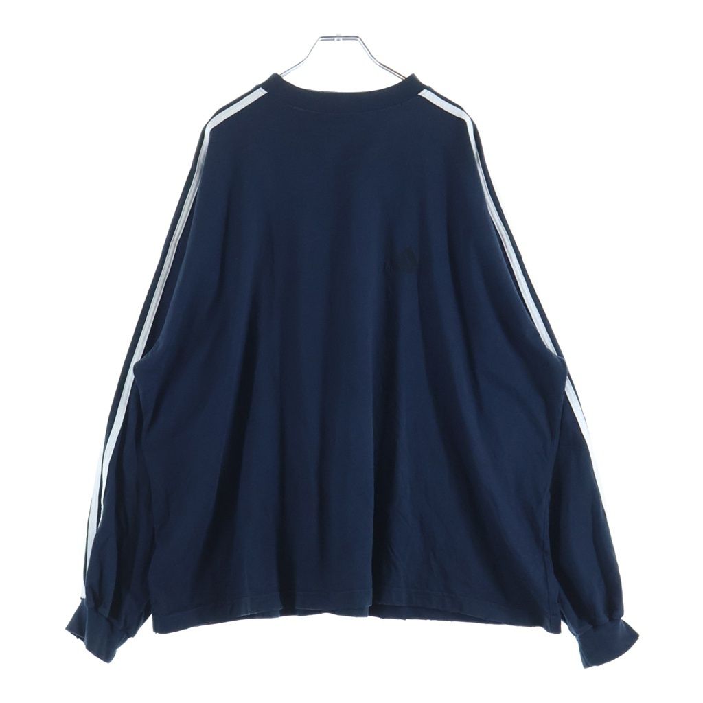 BALENCIAGA (バレンシアガ) 22AW ×adidas ロゴ刺繍 サイドライン 長袖 クルーネック カットソー ネイビー