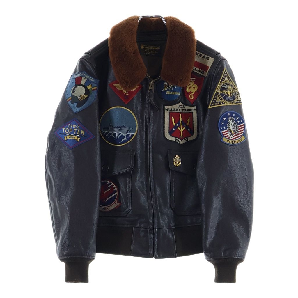 AVIREX (アヴィレックス) G-1 TOP GUN トップガン フライトレザージャケット パッチ 襟ボア ブラウン 789-2950002
