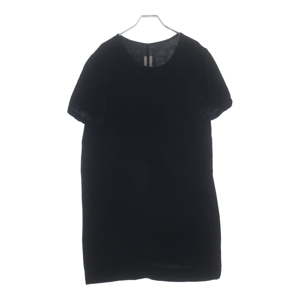 Rick Owens DRKSHDW (リックオウエンス ダークシャドウ) 16AW ベロア クルーネック 半袖Tシャツ カットソー ブラック RR16F6208-V