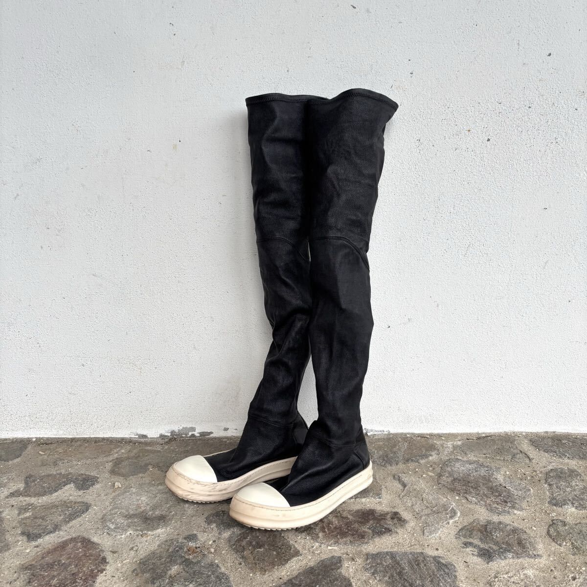 名作 Rick Owens リックオウエンス ロング ブーツ BLACK ブラック サイズ 36 806-0350