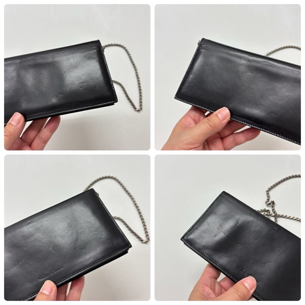 名作 Rick Owens リックオウエンス チェーン 付き ウォレット BLACK
