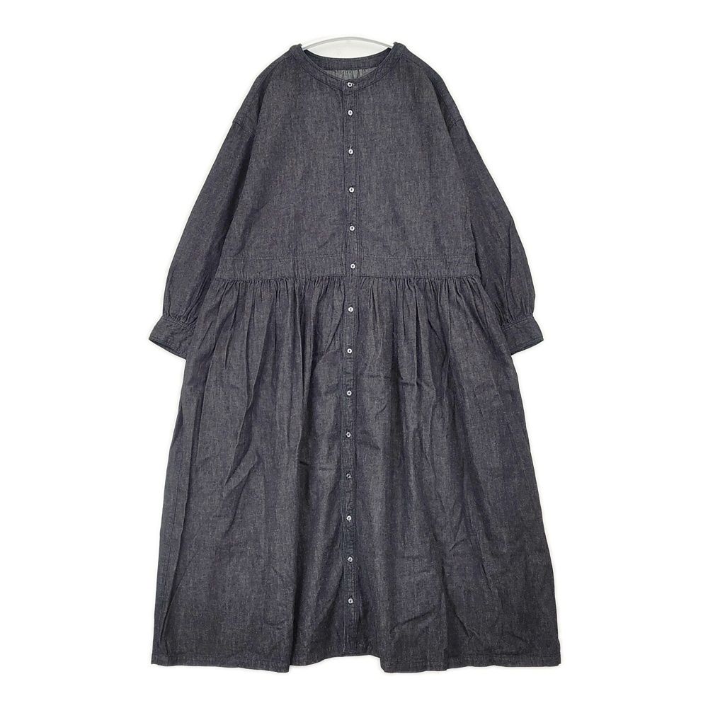 nest Robe 01233-1427-1 コットンリネンダンガリーギャザーワンピース 日本製 サイズF ワンピース ネイビー レディース ネストローブ【中古】6-0609M△