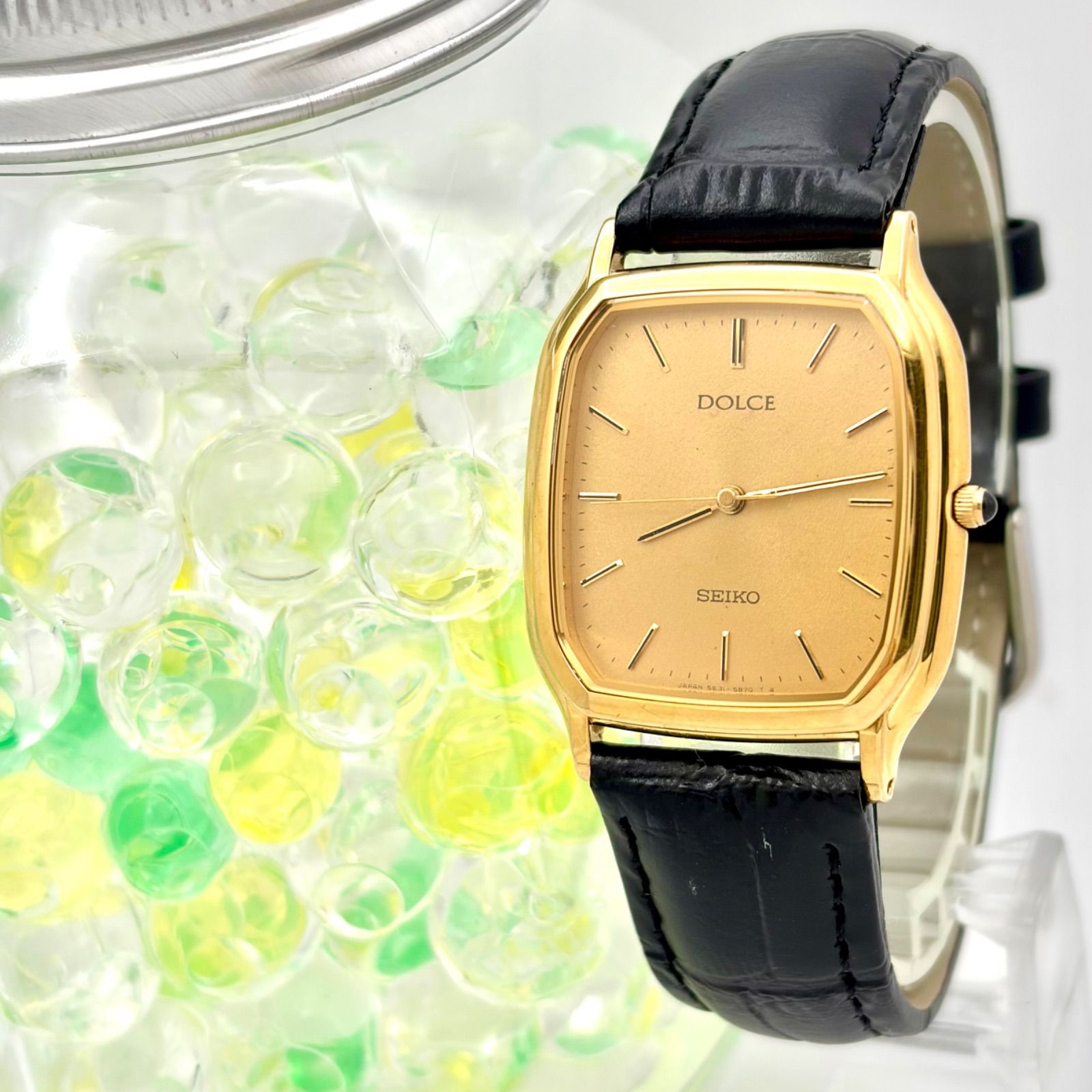 【新品電池】SEIKO セイコー DOLCE ドルチェ ゴールド メンズ 腕時計 レクタンギュラー 5E31-5B30 161306 新品ベルト 14,652円