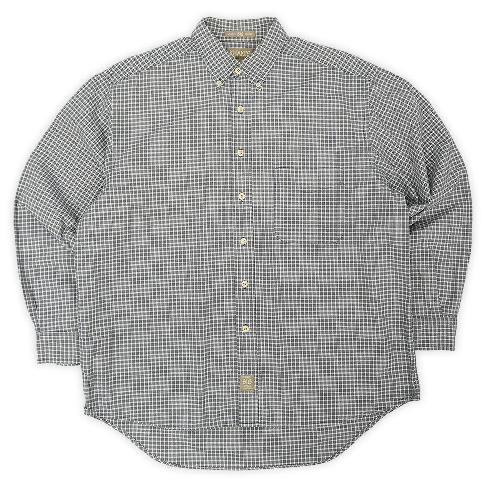 カーキス アロー KHAKI'S by ARROW 90s 90年代 ボタンダウンシャツ BIG OXFORD BD USA ヴィンテージ アメリカ 古着 メンズ シャツ ネイビー ホワイト チェック柄 L【中古】