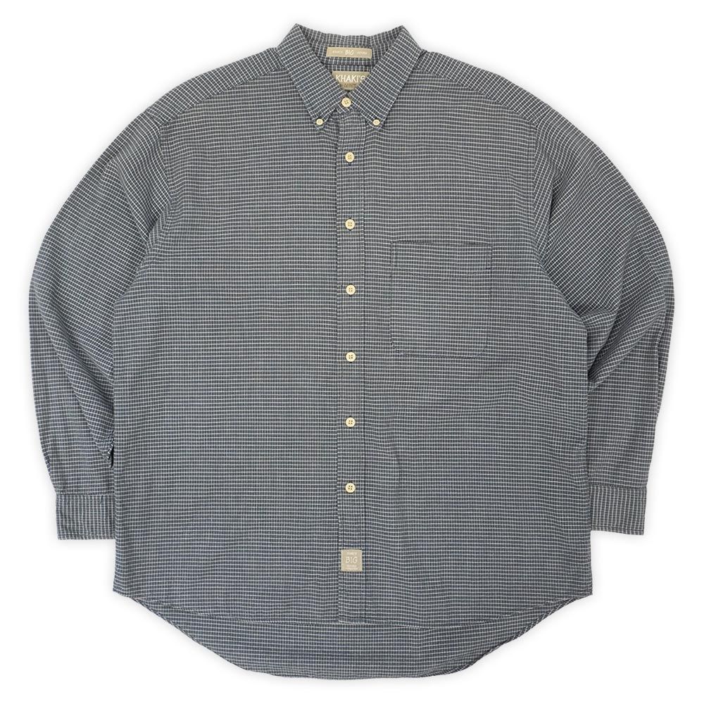 カーキス アロー KHAKI'S by ARROW 90s 90年代 ボタンダウンシャツ BIG OXFORD BD USA ヴィンテージ アメリカ 古着 メンズ シャツ ネイビー ブラック チェック柄 L【中古】