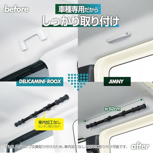 セイワ(SEIWA) サイドバー スズキ ジムニー&シエラ (JB64/JB74)専用 左右2本セット IMP319 車内収納 天井収納 車内 キャリアバー ルーフ アウトドア 釣り 車中泊 レジャー 【対応車種】三菱・デリカミニ(30系)/ 5ac1ff27