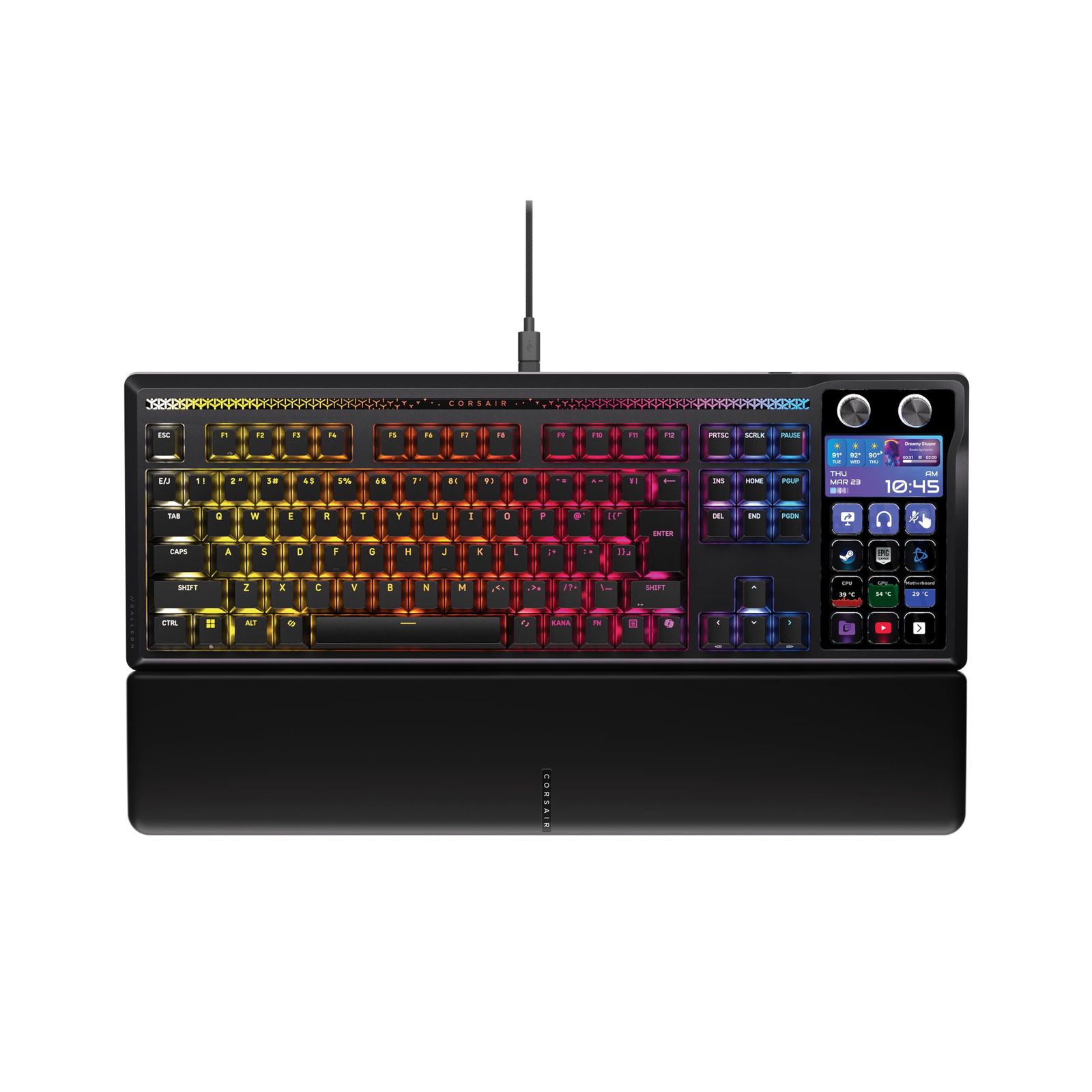 CORSAIR GALLEON 100 SD有線メカニカルキーボード日本語配列 - Elgato Stream Deckの統合、潤滑済みホットスワップ可能なMLXパルス・トッキー・キースイッチ、PBTダブルショットキーキャップ、FlashTap SOCD、80
