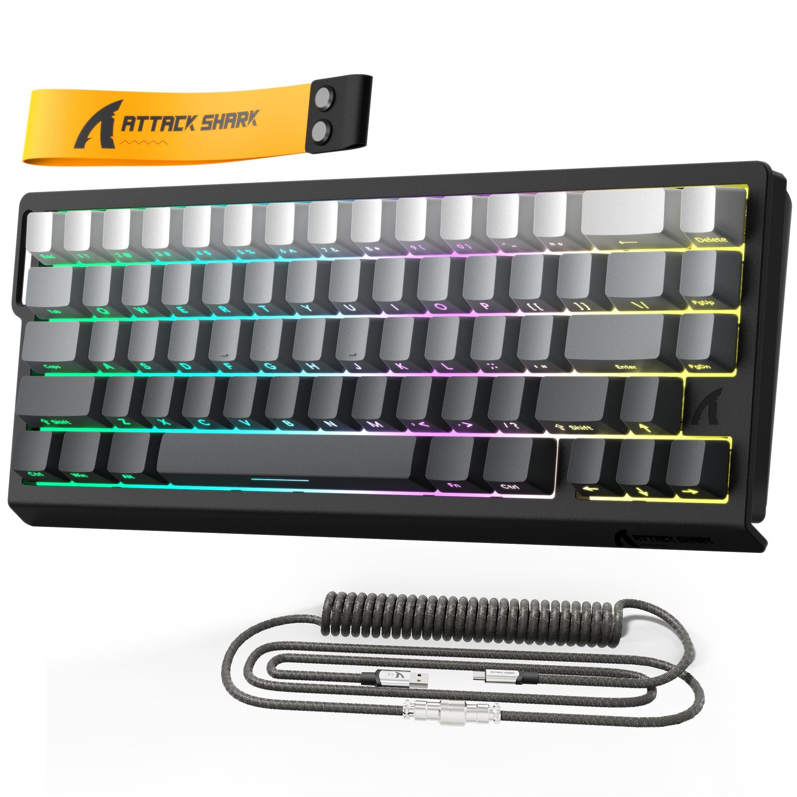 ATTACK SHARKxMAMBASNAKE X68 HEゲーミングキーボード、ラピッドトリガー対応、磁気スイッチ、8000Hzポーリングレート、0.125msレイテンシー、0.01mmRT精度、0デッドゾーン、snap tap、128Kスキャンレート、カス
