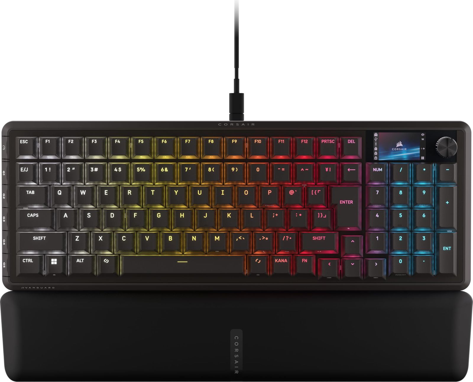 CORSAIR VANGUARD 96 有線ゲーミングキーボード 96% 配列 メカニカル - MLX Plasma リニアスイッチ, LCDスクリーン, Flashtap SOCD, 8000Hz, Elgato Stream Deck 連携 - 日本語配列