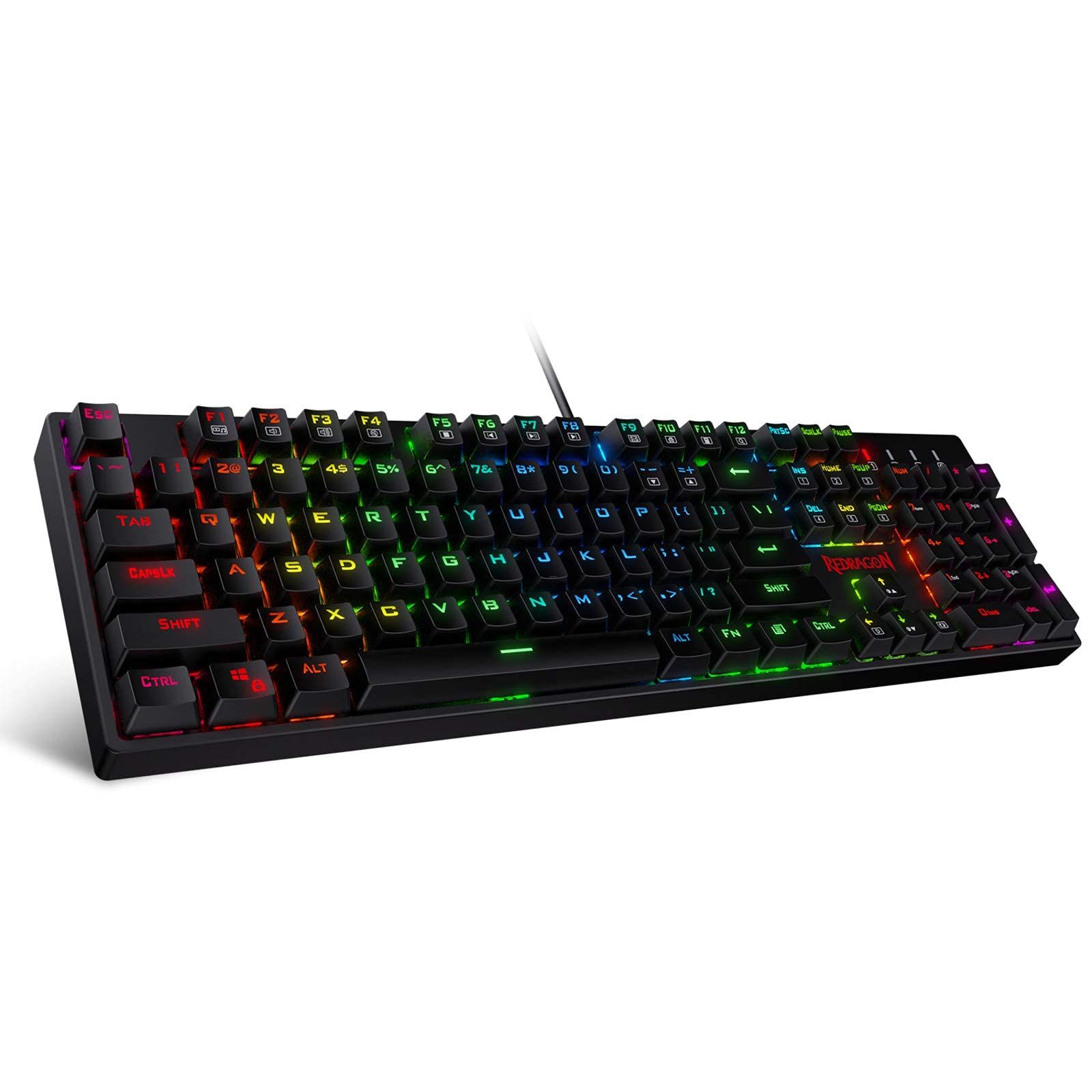 Redragon K582ゲーミングキーボード104キー 赤軸メカニカルキーボード RGB LEDバックライト付き USB有線ゲーム用オフィス用キーボード