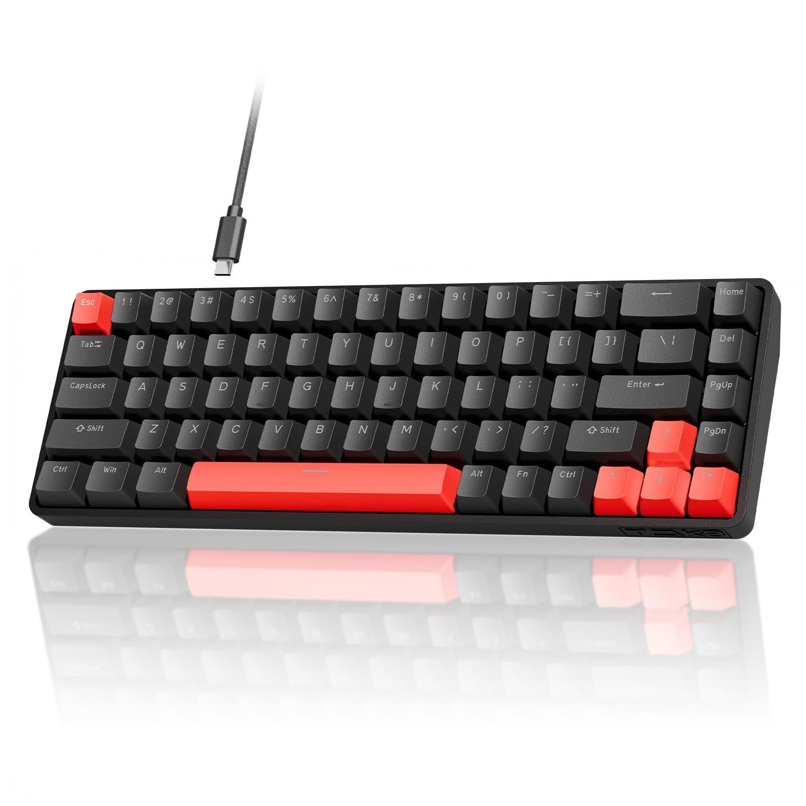 DIERYA x TMKB T68 ラピッドトリガー メカニカルゲーミングキーボード 磁気スイッチキ??ボード RGBバックライト 有線Type-C コンパクト 68キー 全キー無衝突 Windows/Mac/Linux対応 英語配列 (ブラック)