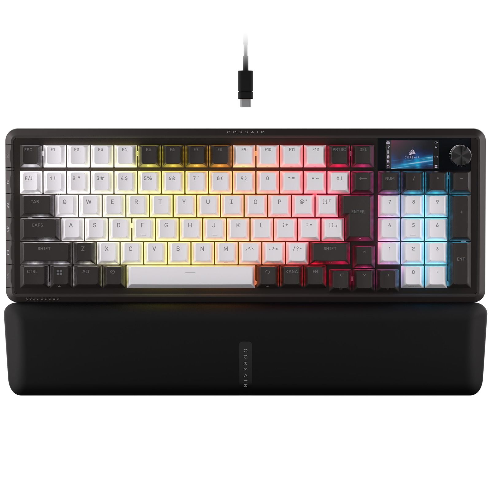 CORSAIR VANGUARD 96 ゲーミングキーボード 96% 配列 メカニカル - MLX Plasma リニアスイッチ、LCDスクリーン、Flashtap SOCD, 8000Hz、Elgato Stream Deck 連携 - 日本語配列 - デュ