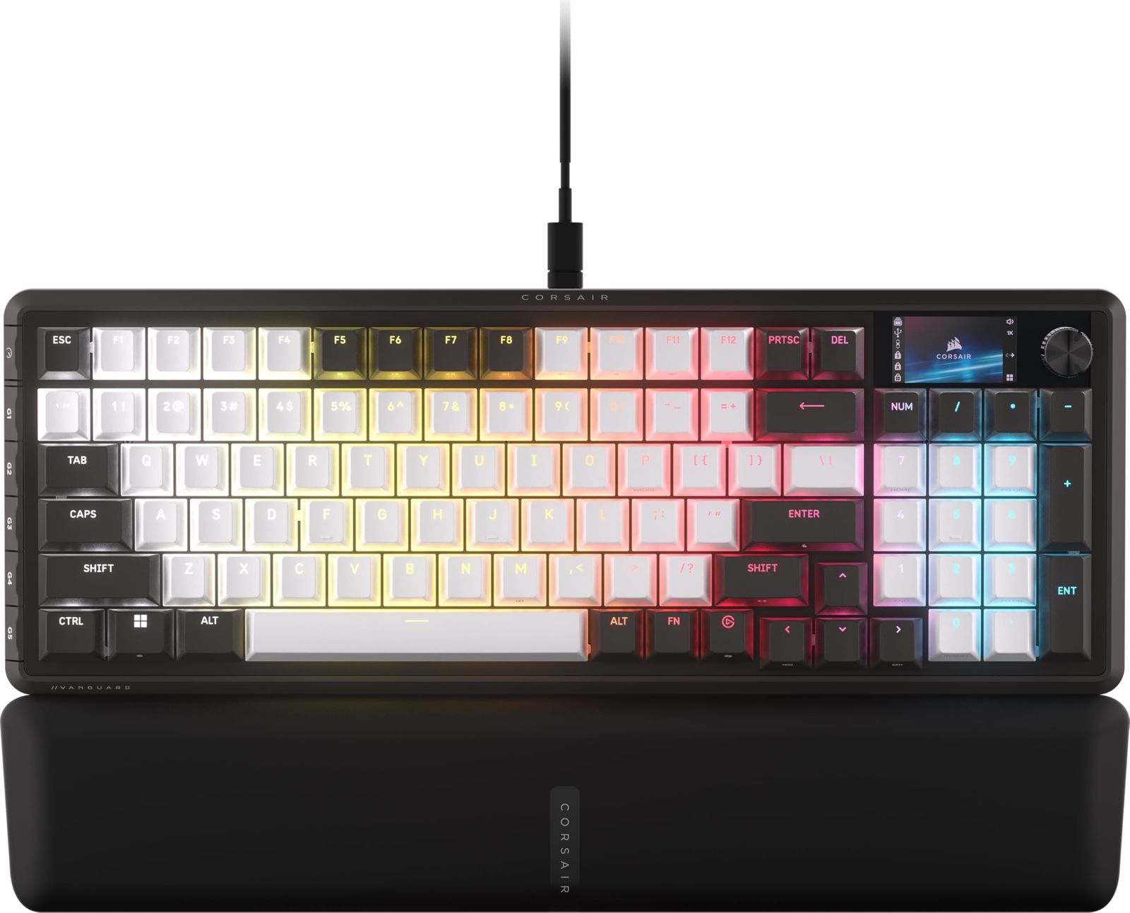 CORSAIR VANGUARD 96 ゲーミングキーボード 96% 配列 メカニカル - MLX Pulse リニアスイッチ, LCDスクリーン, Flashtap SOCD, 8000Hz, Elgato Stream Deck 連携 - 英語配列 QWE