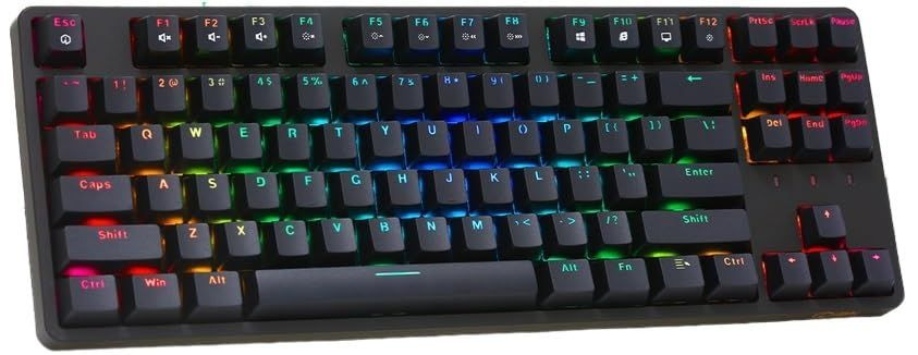IROK FE87 ゲーミングキーボード 赤軸 RGB 静音設計 87キー テンキーレス 英語配列 有線 USB Type-A Type-C メカニカルキーボード ホットスワップ対応 フローティングキーボード マグネット式カバー (BLACK／赤軸, 87キー