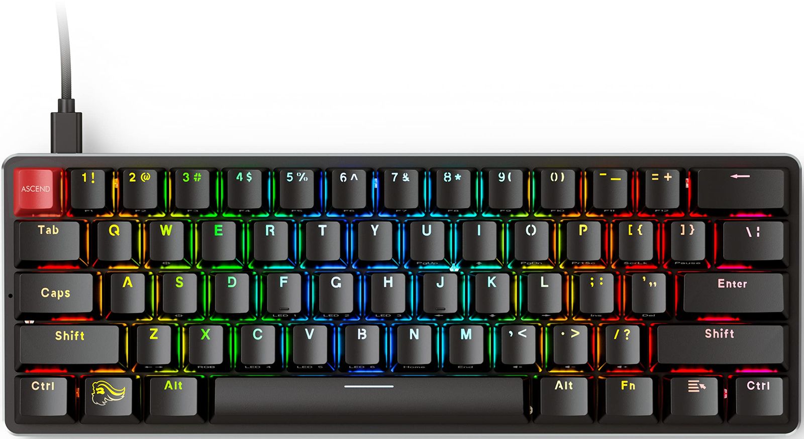 Glorious グロリアス GMMK1 キーボード 有線 コンパクト 60% LEDバックライト付き 英語配列 光る RGB ゲーミングキーボード タイプc USB Mechanical keyboard gaming (61キー) 国内正規品