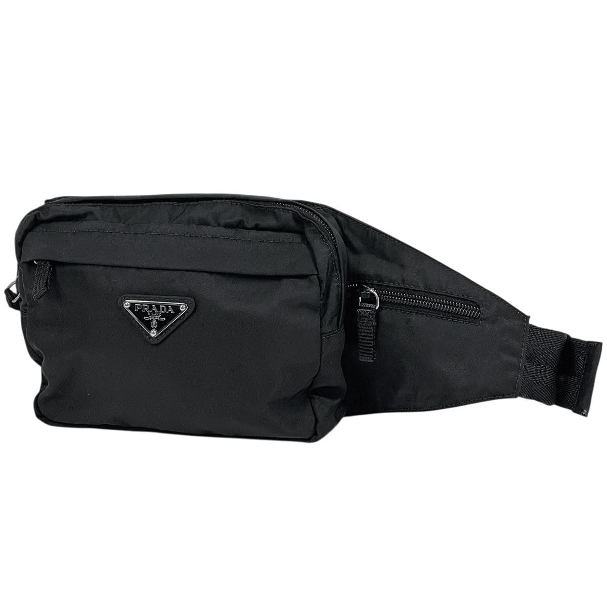 プラダ PRADA ロゴプレート ウエストバッグ ウエストポーチ ナイロン ネロ(ブラック) レディース 【中古】
