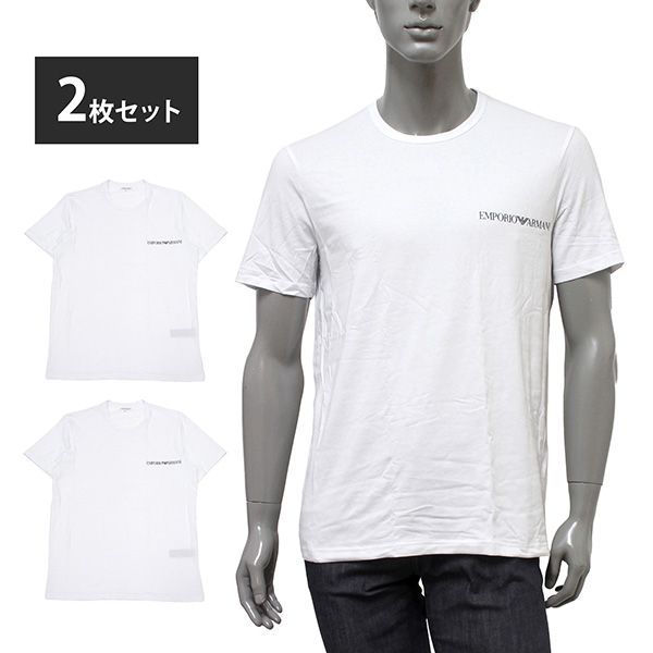 エンポリオアルマーニ EMPORIO ARMANI メンズ Tシャツ 半袖 アンダーウェア 2枚セット 2P【ホワイト×2】 EM000391 AF10779 MC0082/m-tops