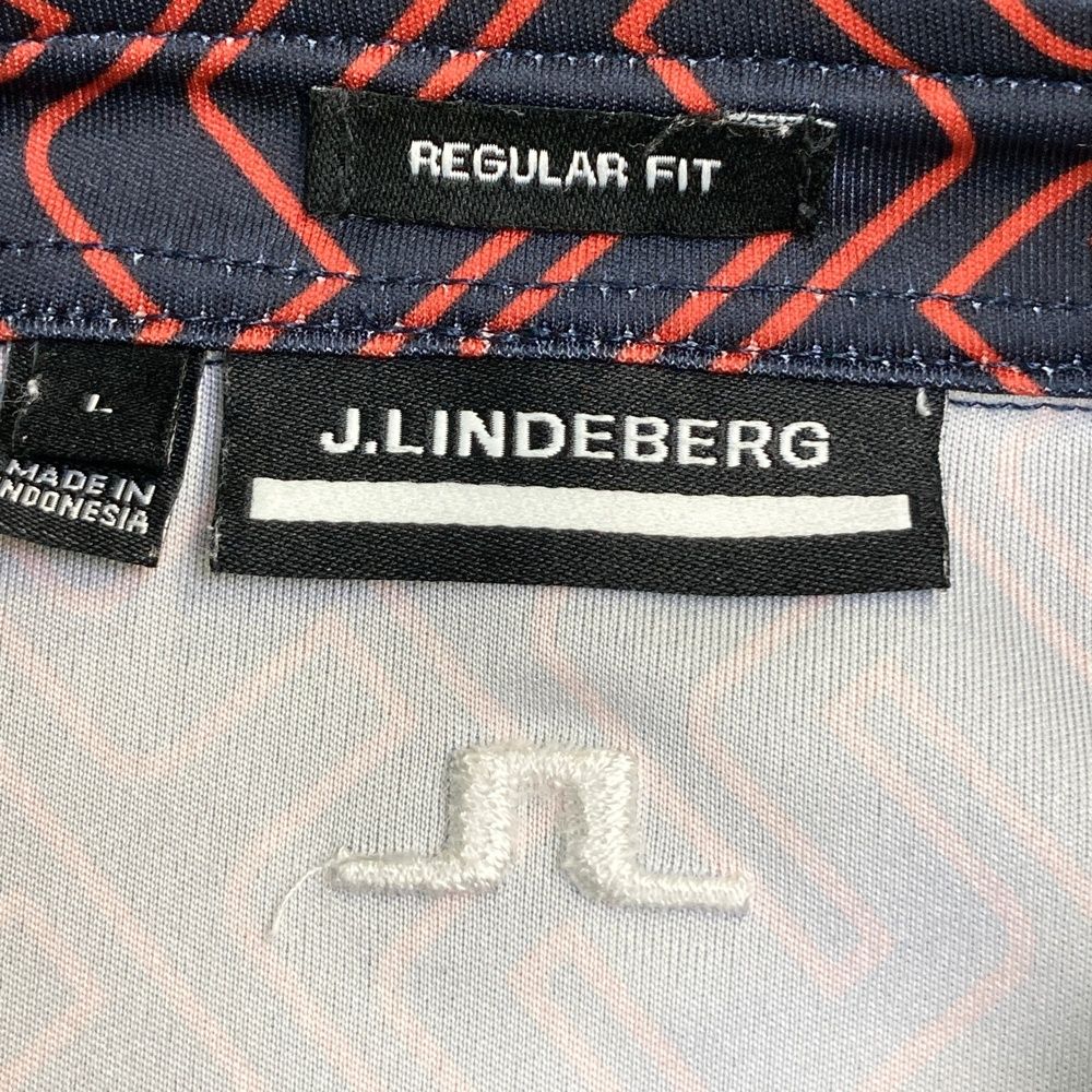 サイズ：L J.LINDEBERG ジェイリンドバーグ 半袖ポロシャツ 総柄 ネイビー系 [240101700894] ゴルフウェア メンズ ストスト