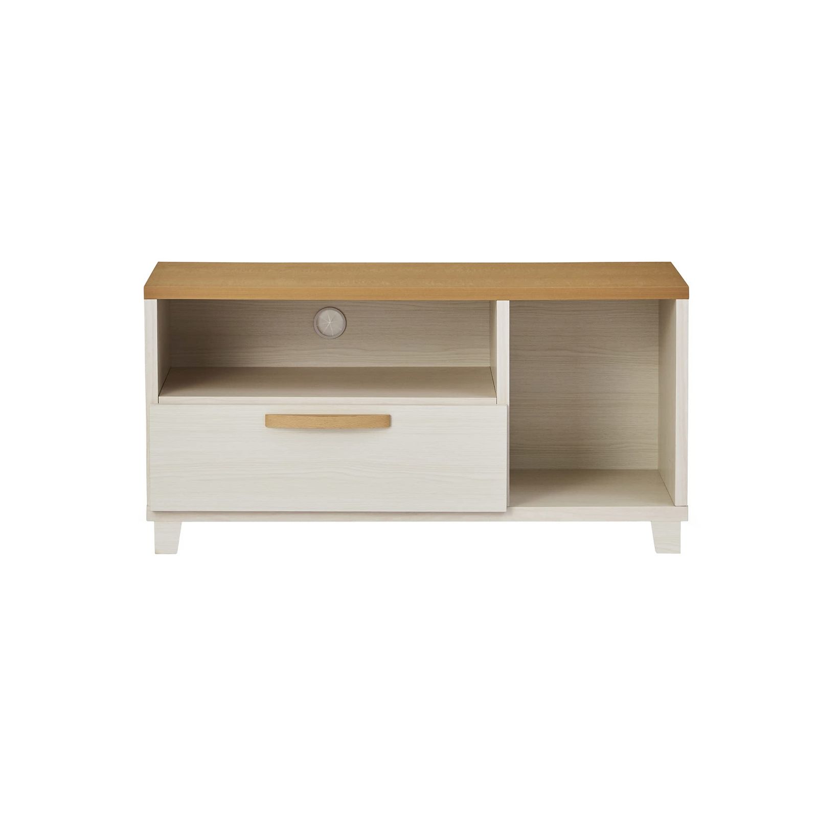 ナチュラル ホワイト/ブラウン 国産 引出付 木製 クックⅣ 幅89cm×奥行37×高さ45cm テレビボード ローボード 361525 テレビ台 関家具(Sekikagu)