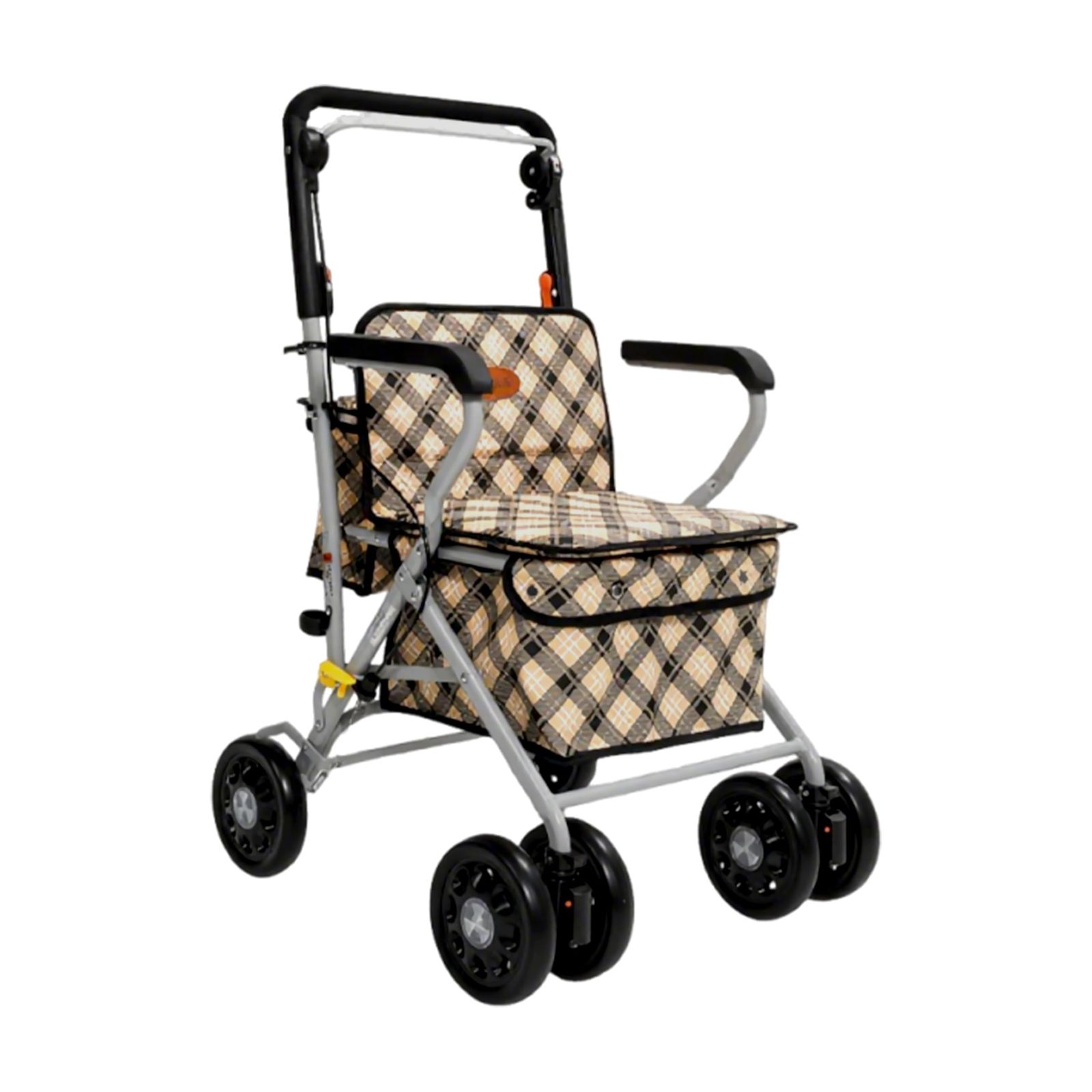 FamilyRootsシルバーカー アルミ 軽量6.7kg コンパクト 折りたたみ 座面付き 高さ調節可能 大容量収納袋付き ブレーキ 前輪ダブルキャスター 買い物・散歩・休憩に 高齢者 歩行補助車 シルバーカート(FR-003A) 16,793円