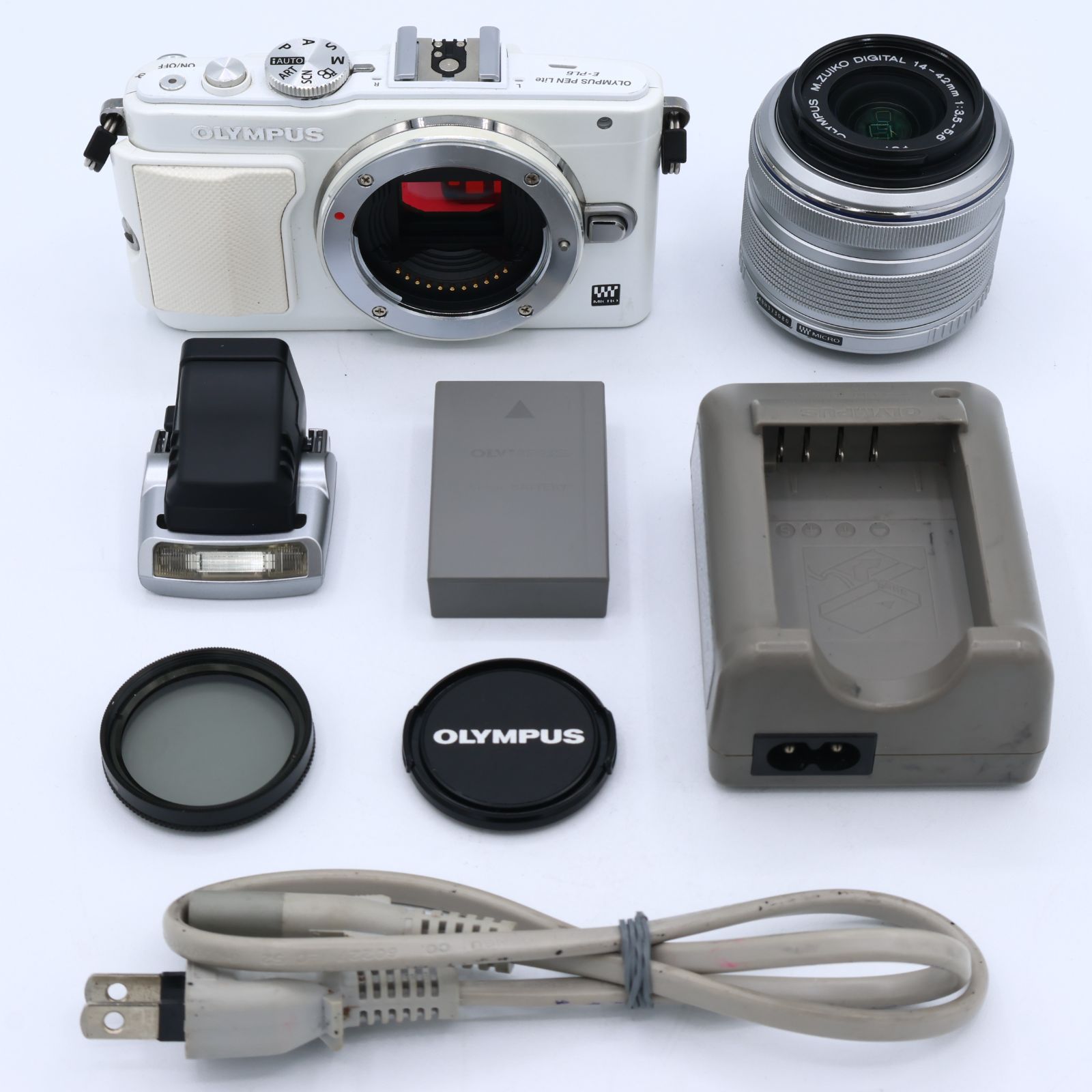 OLYMPUS オリンパス ミラーレス一眼 PEN Lite E-PL6 レンズキット ホワイト E-PL6 LKIT WHT #260608_V5WF85556