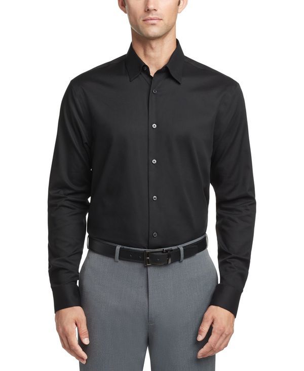 カルバンクライン メンズ トップス シャツ Calvin Klein Mens ClassicRegular NonIron Stretch Performance Dress Shirt Black