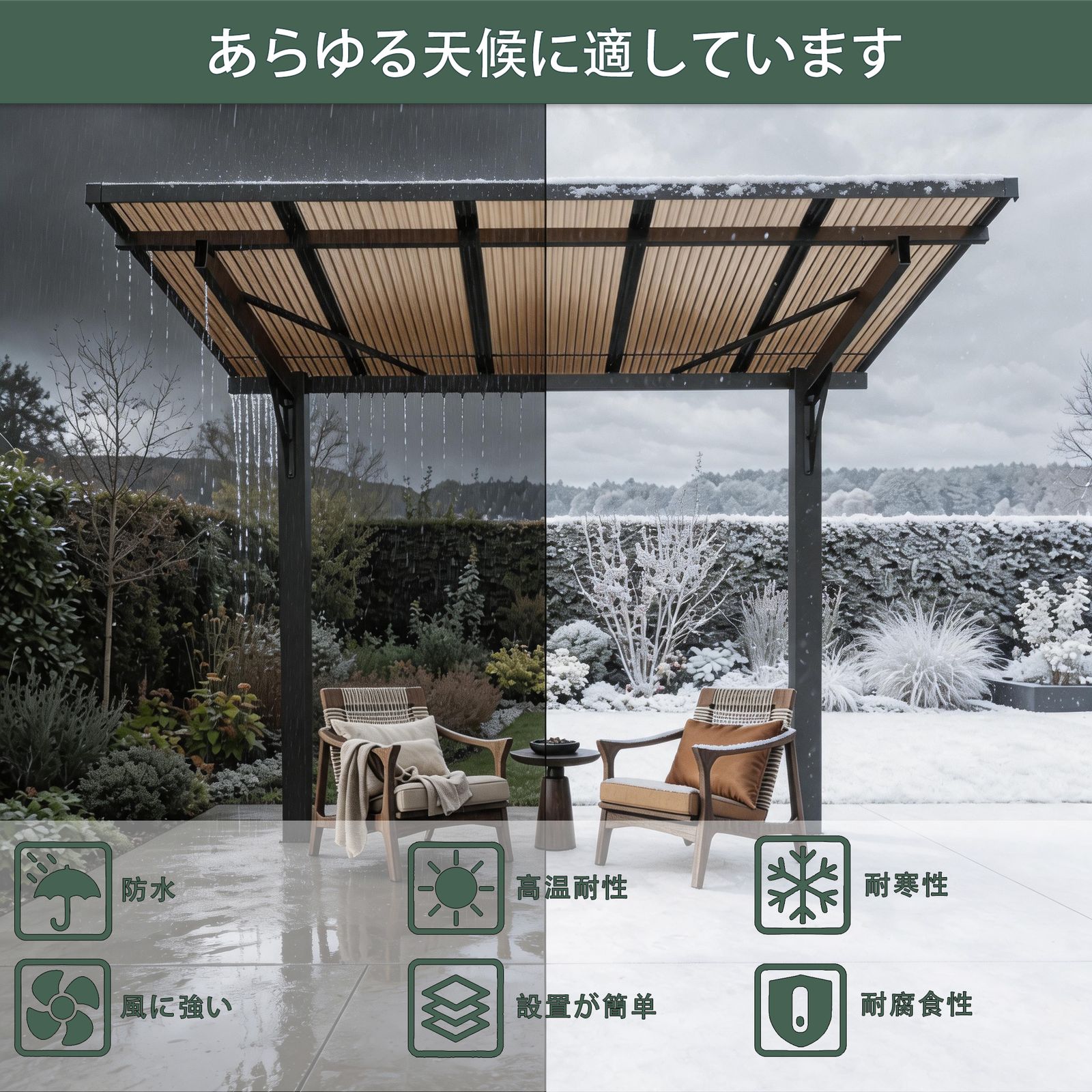 数量限定｜テラス屋根 ベランダ 屋根 ひさし大型 重量型 バルコニー