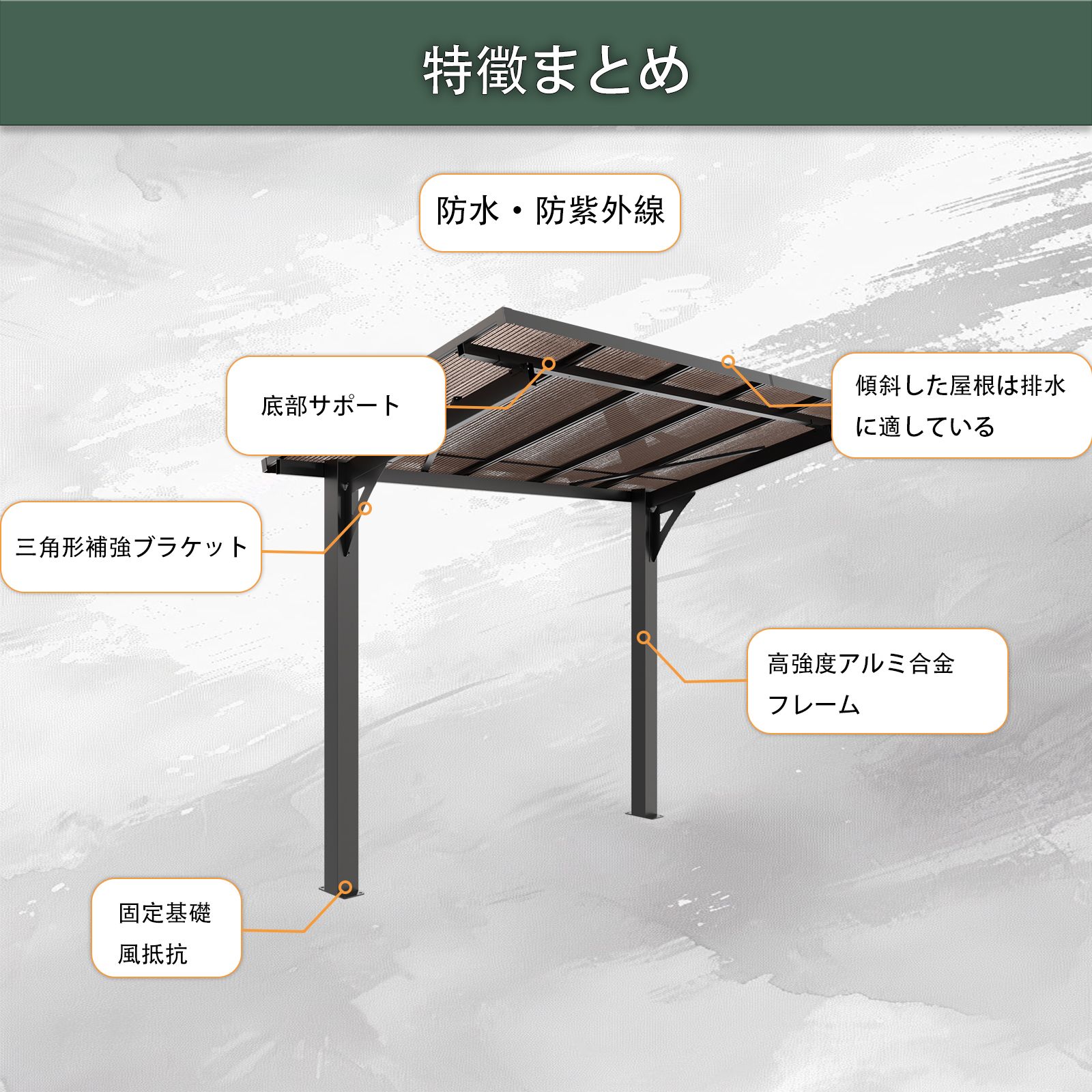 テラス屋根 ベランダ 屋根 ひさし大型 重量型 バルコニー 雨よけ