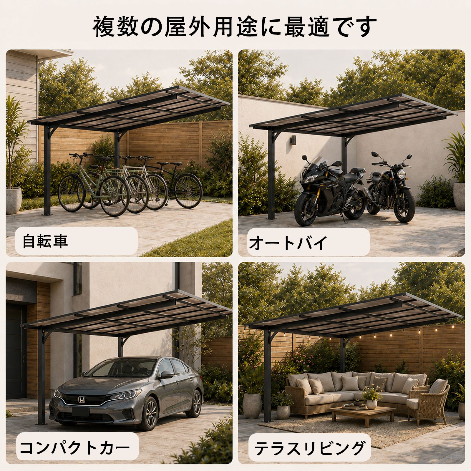 テラス屋根 ベランダ 屋根 ひさし大型 重量型 バルコニー 雨よけ