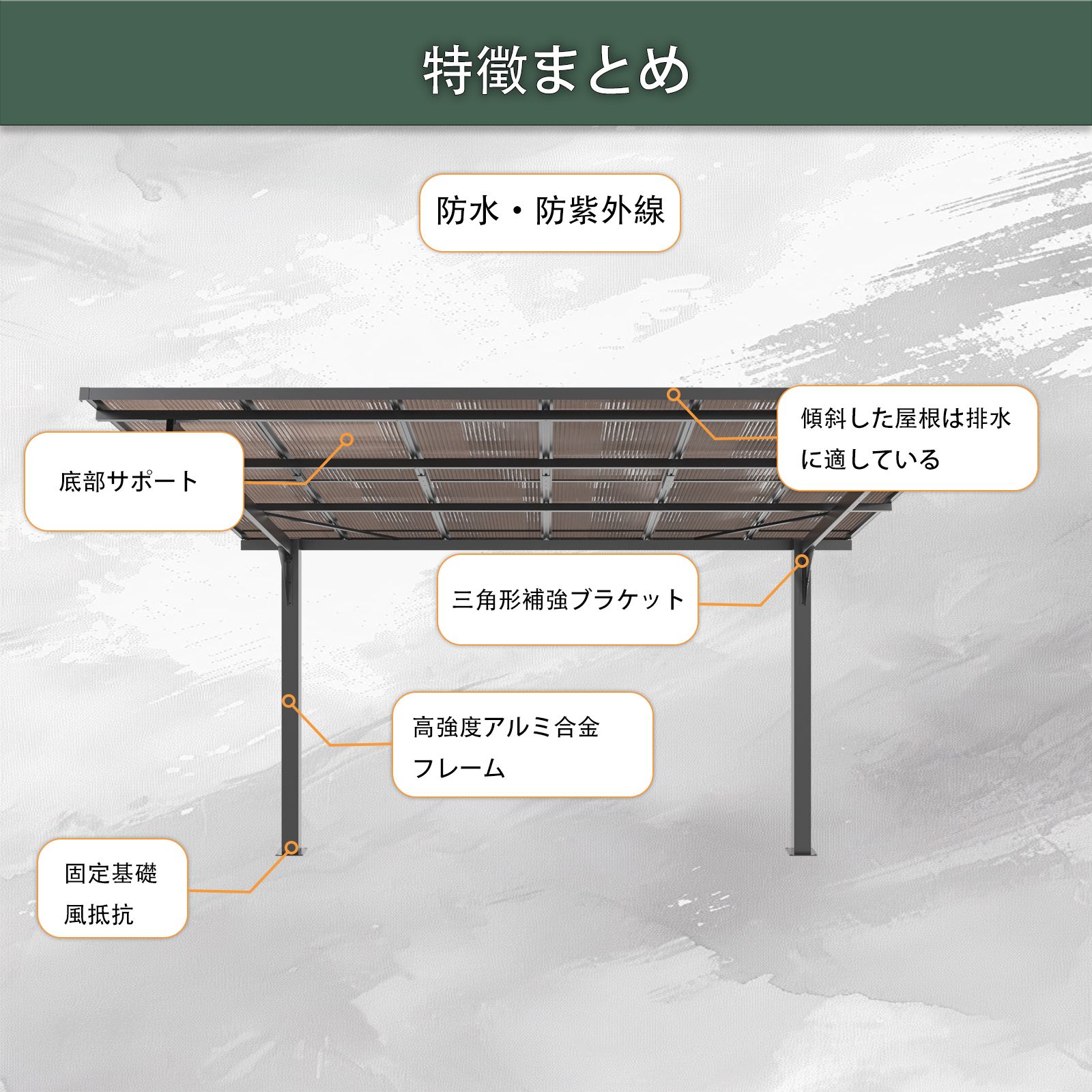 テラス屋根 ベランダ 屋根 ひさし大型 重量型 バルコニー 雨よけ
