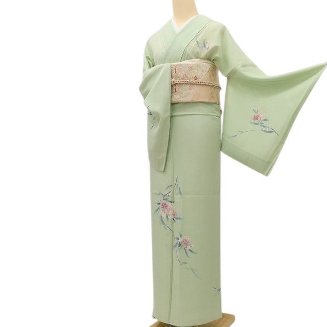 百華❀Y5142◇美品 手描き友禅 作家物落款 夏着物 絽 正絹 手縫い