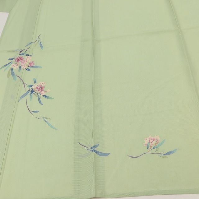 百華❀Y5142◇美品 手描き友禅 作家物落款 夏着物 絽 正絹 手縫い