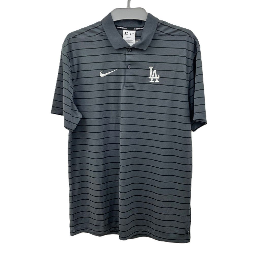 ポロシャツ NIKE ナイキ M グレー/ブラック 半袖 オーセンティックコレクション MLB ロサンゼルスエンジェル LA