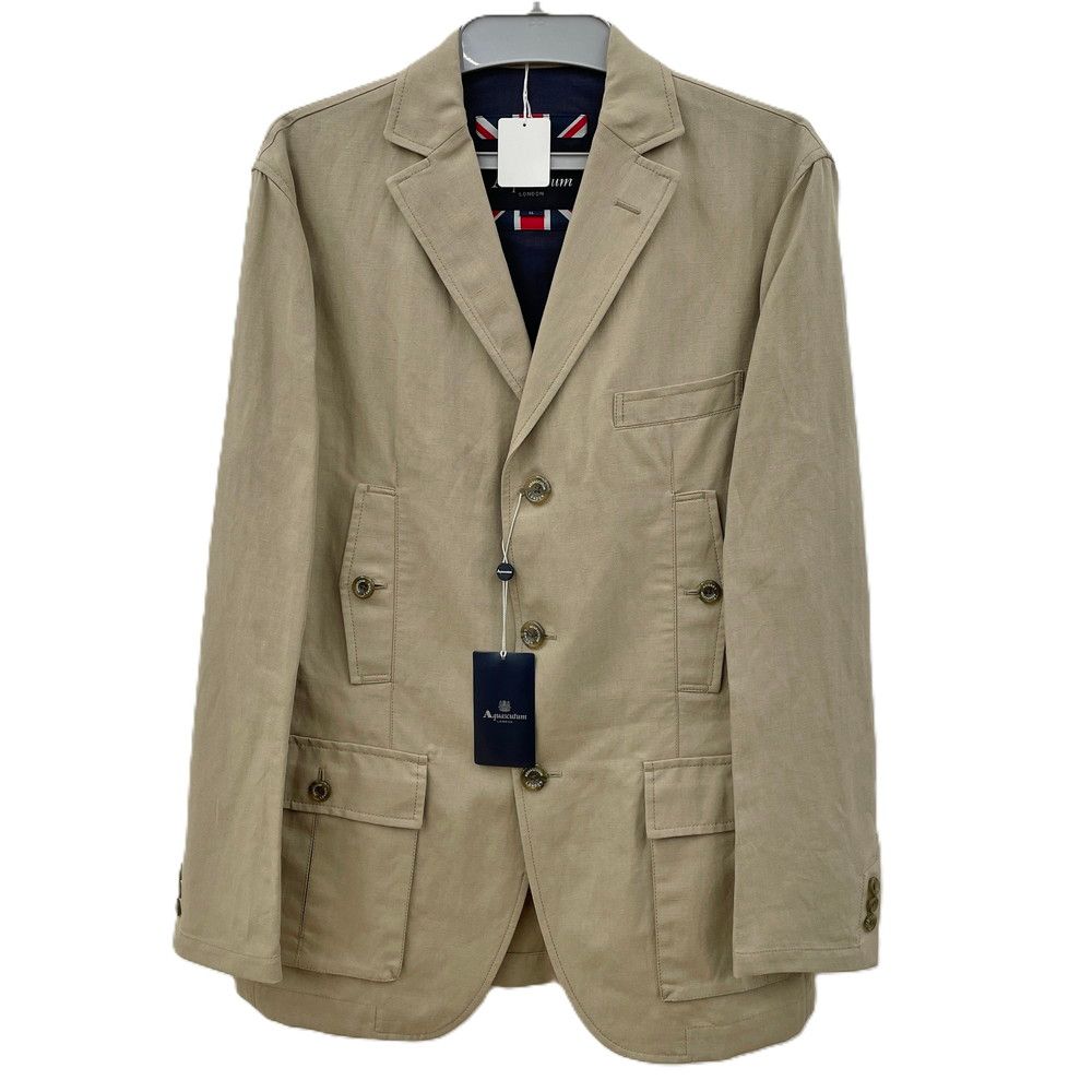 テーラードジャケット Aquascutum アクアスキュータム LL 背抜き ロゴ 