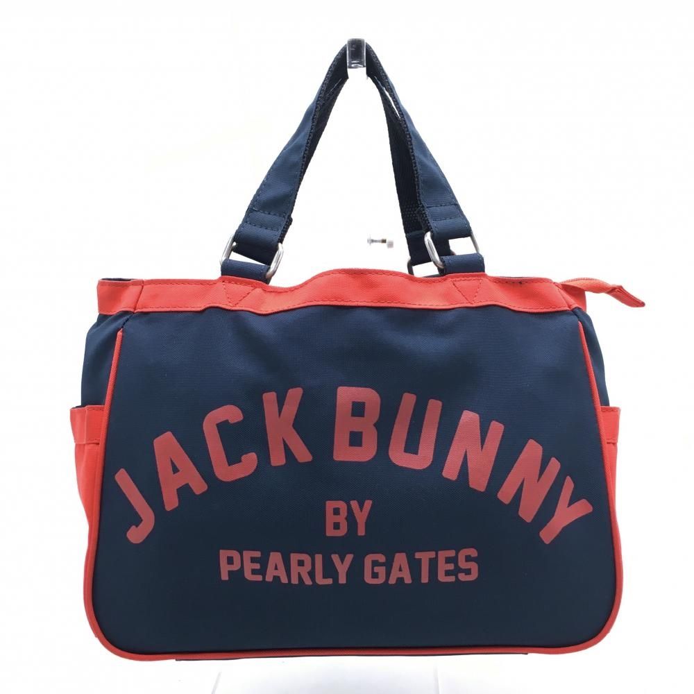 ジャックバニー カートバッグ ネイビー×レッド ロゴプリント ゴルフ