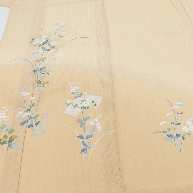百華❀Y5143◇美品 手描き友禅 夏着物 縫い一つ紋 変わり絽 正絹 居敷