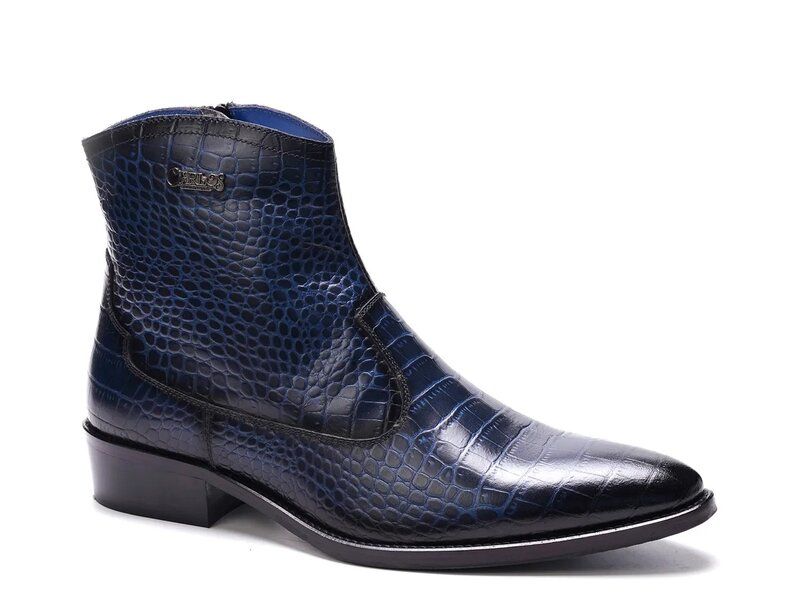カルロスサンタナ メンズ シューズ ブーツ・レインブーツ Carlos by Carlosantana Zappa Cowboy Boot Navy Croc Print Leather ネイビー